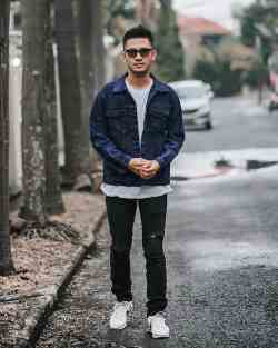 Mars Fashion - Jaket Jeans Pria Sand Wash Navy Ukuran L