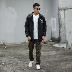 Mars Fashion - Jaket Kerah Pria Semi Parka Coach Crown Hitam
