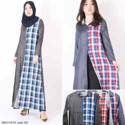Long Garmis Bahan Cotton Dobby Warna Motif Kotak-Kotak Merah