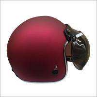 Helm Retro Igloo solid New Red Doff List Chrome Silver (Free Visor) - Size L