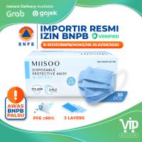 Miisoo Disposable Face Mask 50pcs / BOX Masker Kesehatan 3ply Masker wajah Earloop IZIN RESMI BNPB 4.8