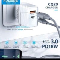 FOOMEE CQ20 Adaptor Dual Port Charger QC 3.0 + PD 18W GARANSI RESMI