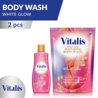 Vitalis Body Wash Big Package White Glow Bottle and Pouch
