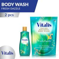 Vitalis Body Wash Big Package Fresh Dazzle Bottle and Pouch