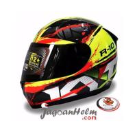 HELM KYT R10 #2 YELLOW FLUO BLACK RED FLUO | KYT R-10 FULL FACE HELMET | SINGLE VISOR SMOKE | SNI