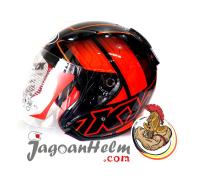 KYT HELM DJ MARU MOTIF #14 | BLACK ORANGE RED FLUO | ORIGINAL HELMET