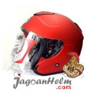 HELM KYT KYOTO SOLID | METALIZED RED DOFF | HALF FACE HELMET | SINGLE VISOR CLEAR |SNI