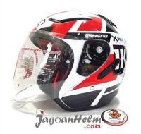 HELM NHK R1 NEURO | WHITE RED | R-1 DOUBLE VISOR | HALF FACE HELMET | ORIGINAL PRODUCT NHK | SNI