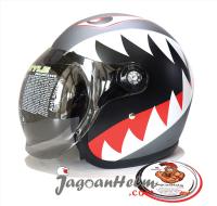HELM HIU VIGO #3 SERIES MATT GRAPHITE RETRO HALF FACE CLASSIC ORIGINAL SNI