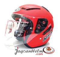 HELM NHK R1 SOLID | RED DOFF | R-1 DOUBLE VISOR | HALF FACE HELMET | ORIGINAL PRODUCT NHK | SNI