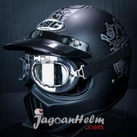 HBC HELM CAKIL RACER RETRO | BLACK DOFF | CLASSIC RETRO FULLFACE