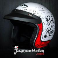 JPX HELM JP RETRO NEW BIGIE BORN TO RIDE | PEARL WHITE | JPRETRO