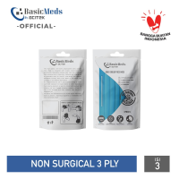BasicMeds Non-Surgical Mask Earloop Sachet 3 Pcs - Masker Medis 3 Ply 3ply