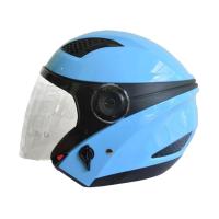 Jual Zeus Helm Half Face Double Visor ZS-610K Polos - Biru Muda - XL