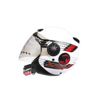 Zeus Helm Hald Face ZS210B - Grafik Putih DD65 Silver M