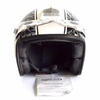 Snail Helm Half Face 606 Motocross Motif Up - Hitam XXL