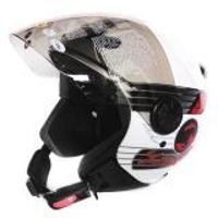 Zeus Helm Hald Face ZS210B - Grafik Putih DD65 Silver L