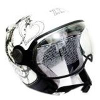 Zeus Helm Half Face ZS-210K Grafik - Putih DD43 Hitam M