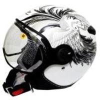Zeus Helm Half Face ZS-210K Grafik- Putih/DD42 Hitam XL
