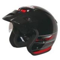 Zeus Helm Half Face Double Visor ZS-381 Grafik- Hitam K39 Merah M