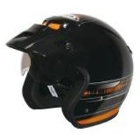 Zeus Helm Half Face Double Visor ZS-381 Grafik- Hitam K39 Orange M