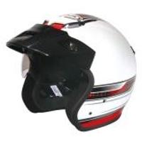 Zeus Helm Half Face Double Visor ZS-381 Grafik- Putih K39 Merah M
