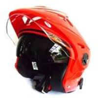 Zeus Helm Half Face Double Visor ZS-612C Polos- Merah XL
