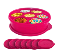 Calista Oedo Bulat Circle Container Set 8Pcs Merah