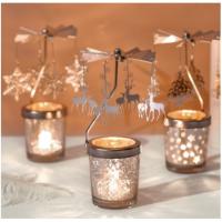 Romantic Rotary Spinning Tealight Candle Metal Tea Light Holder Carousel Home Decoration(SP)
