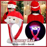 Topi Santa Claus Christmas Lampu Gerak Goyang Bunny Hat LED (JM)
