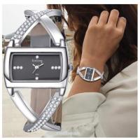 Cross Bracelet Crystal Rhinestone Fashion Quartz Analog Stainless Steel Case Women Wristwatch