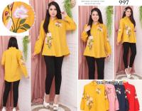 CR-JF41 Kemeja Kantor Bordir Katun Casual Flower Style 997(SC)