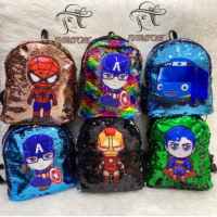 TAS RANSEL GLITTER SEQUIN ANAK LAKI KARAKTER 2 LED LAMPU RANSEL 8905
