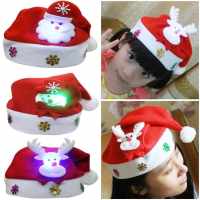 Topi Santa / Topi Natal Lampu Menyala Nyala - Dewasa & Anak - Boneka Salju, Dewasa(TP)