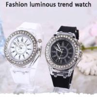 Quartz Wrist Watch LED Luminous Clear Rubber Case Silicone Band Casual Watches(SP)