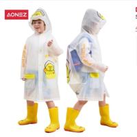 AONEZ Jas Hujan Anak Poncho dengan Penutup kepala + Tas Sekolah 130-140cm, 140-150cm(SP)