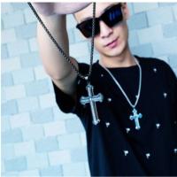 Men Titanium Steel Cross Biblical texts Pendant Necklace so238