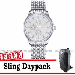 Sinobi 9268G02 - Jam Tangan Pria - Jam Tangan Analog - Silver - Free Bag